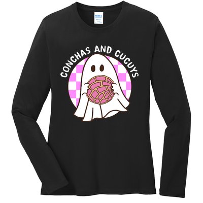 Spooky Conchas And Cucuys Mexican Ghost Halloween Costume Ladies Long Sleeve Shirt