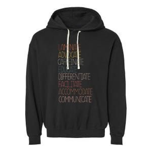 Sped Caffeinate Advocate Laminate Educate Teacher Autism Day Garment-Dyed Fleece Hoodie