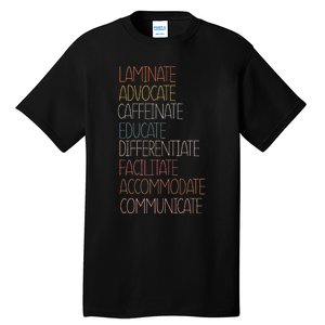 Sped Caffeinate Advocate Laminate Educate Teacher Autism Day Tall T-Shirt