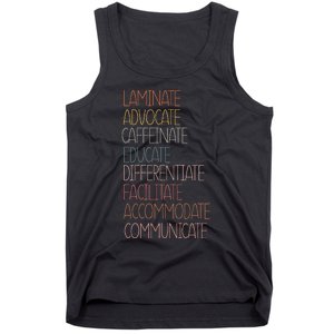 Sped Caffeinate Advocate Laminate Educate Teacher Autism Day Tank Top