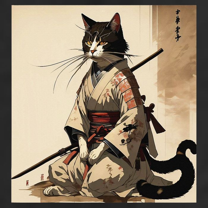 Samurai Cat Artwork Japanese Cool Comfort Performance Bucket Hat
