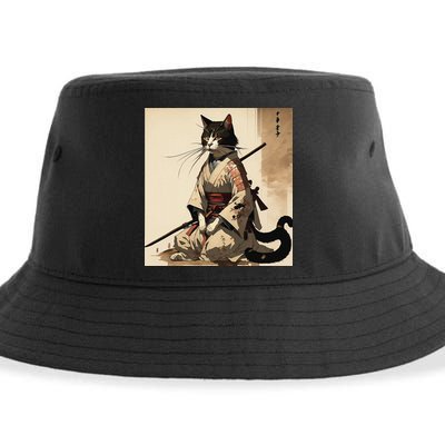 Samurai Cat Artwork Japanese Sustainable Bucket Hat