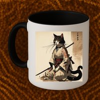 Samurai Cat Artwork Japanese Mug