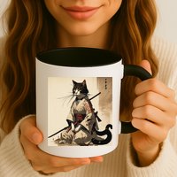 Samurai Cat Artwork Japanese Mug