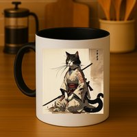 Samurai Cat Artwork Japanese Mug