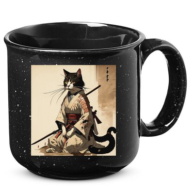 Samurai Cat Artwork Japanese 15oz Campfire Ceramic Mug