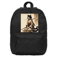 Samurai Cat Artwork Japanese 16 in Basic Backpack
