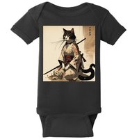 Samurai Cat Artwork Japanese Baby Bodysuit