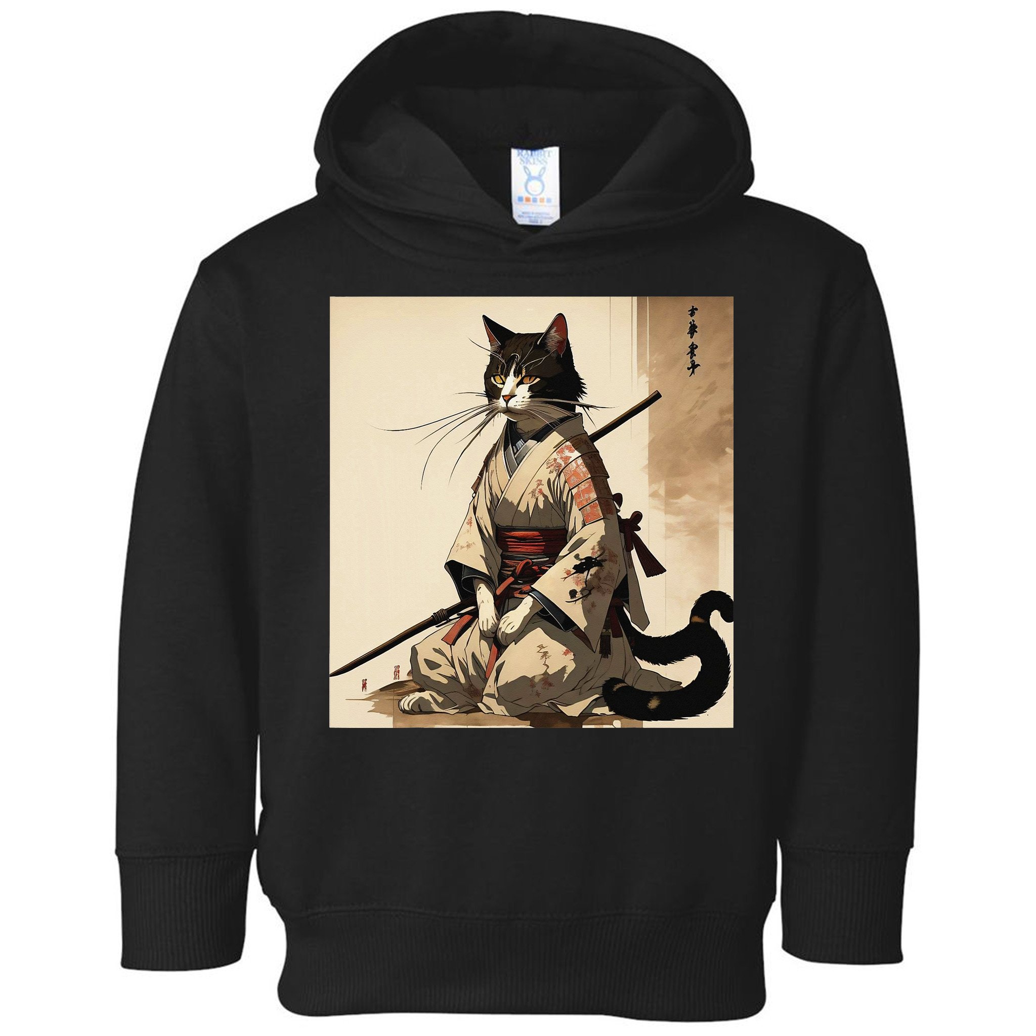 Samurai Cat Artwork Japanese Toddler Hoodie