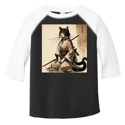 Samurai Cat Artwork Japanese Toddler Fine Jersey T-Shirt