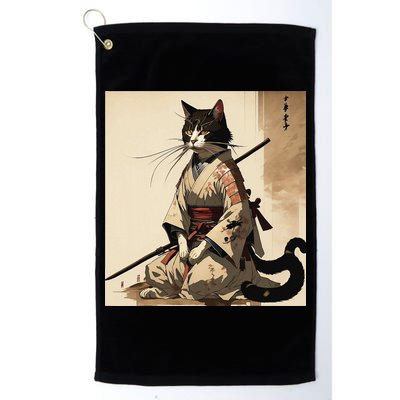 Samurai Cat Artwork Japanese Golf Towel