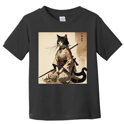 Samurai Cat Artwork Japanese Toddler T-Shirt