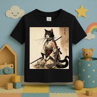 Samurai Cat Artwork Japanese Toddler T-Shirt