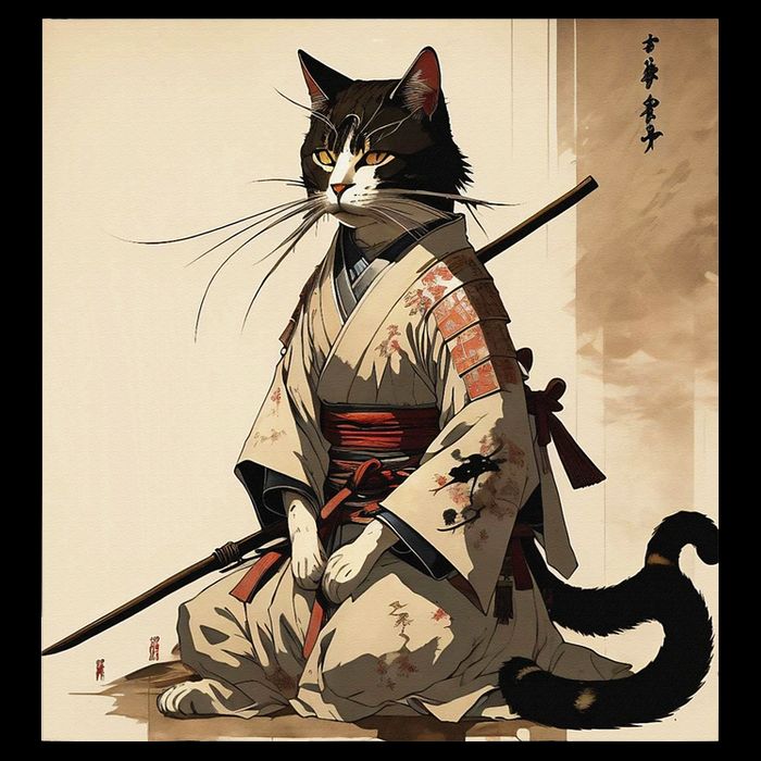 Samurai Cat Artwork Japanese Toddler T-Shirt