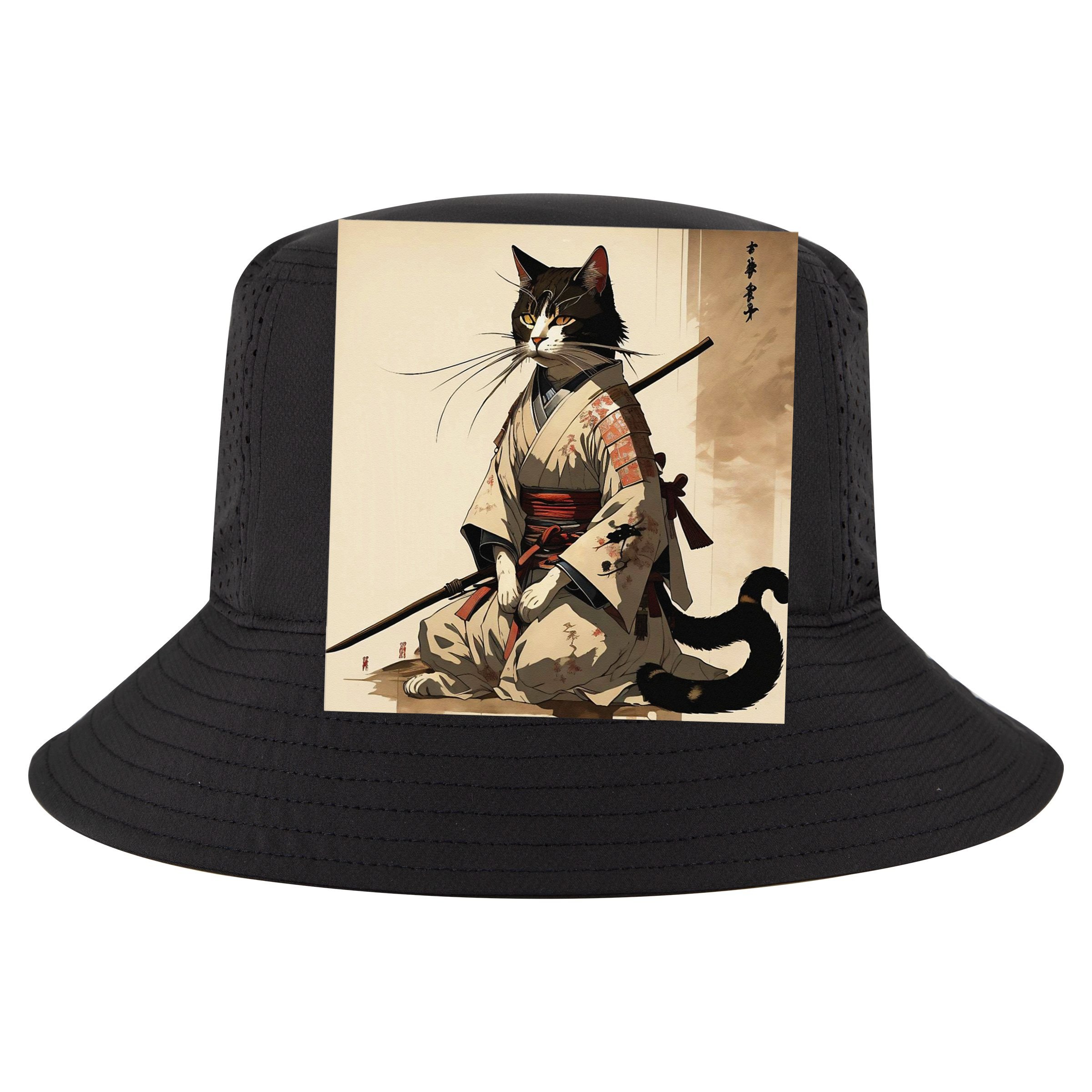 Samurai Cat Artwork Japanese Cooling Performance Crew T-Shirt