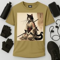 Samurai Cat Artwork Japanese Cooling Performance Crew T-Shirt