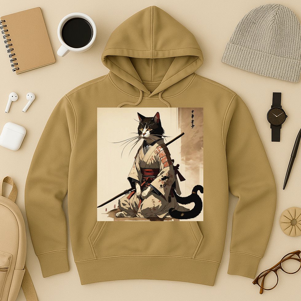 Samurai Cat Artwork Japanese Hoodie