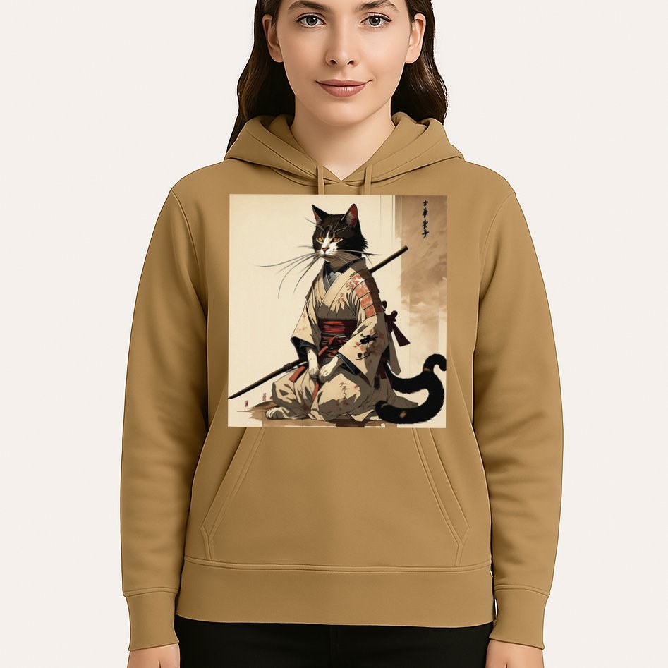 Samurai Cat Artwork Japanese Hoodie
