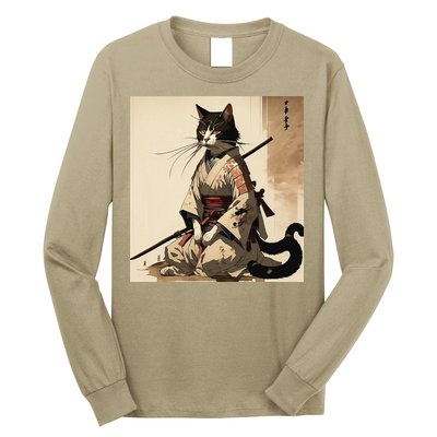 Samurai Cat Artwork Japanese Long Sleeve Shirt