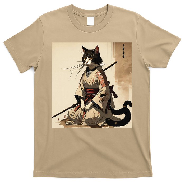 Samurai Cat Artwork Japanese T-Shirt