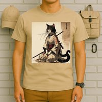 Samurai Cat Artwork Japanese T-Shirt