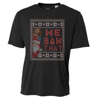 Santa Claus And Jesus Christ We Saw That For Christmas Cooling Performance Crew T-Shirt