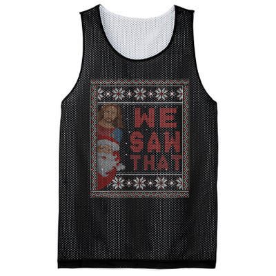 Santa Claus And Jesus Christ We Saw That For Christmas Mesh Reversible Basketball Jersey Tank