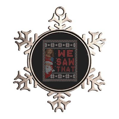 Santa Claus And Jesus Christ We Saw That For Christmas Metallic Star Ornament