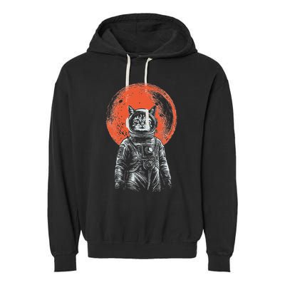 Space Cat Astronaut Cat Good Luck Cat Vintage Garment-Dyed Fleece Hoodie