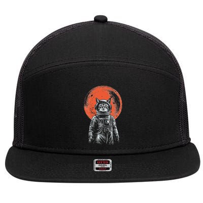 Space Cat Astronaut Cat Good Luck Cat Vintage 7 Panel Mesh Trucker Snapback Hat