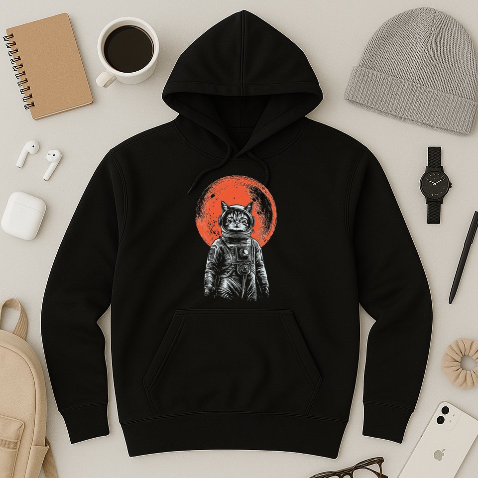 Space Cat Astronaut Cat Good Luck Cat Vintage Hoodie