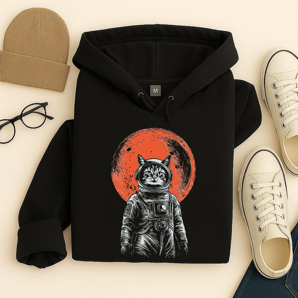 Space Cat Astronaut Cat Good Luck Cat Vintage Hoodie