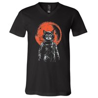 Space Cat Astronaut Cat Good Luck Cat Vintage V-Neck T-Shirt