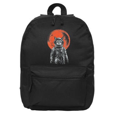 Space Cat Astronaut Cat Good Luck Cat Vintage 16 in Basic Backpack