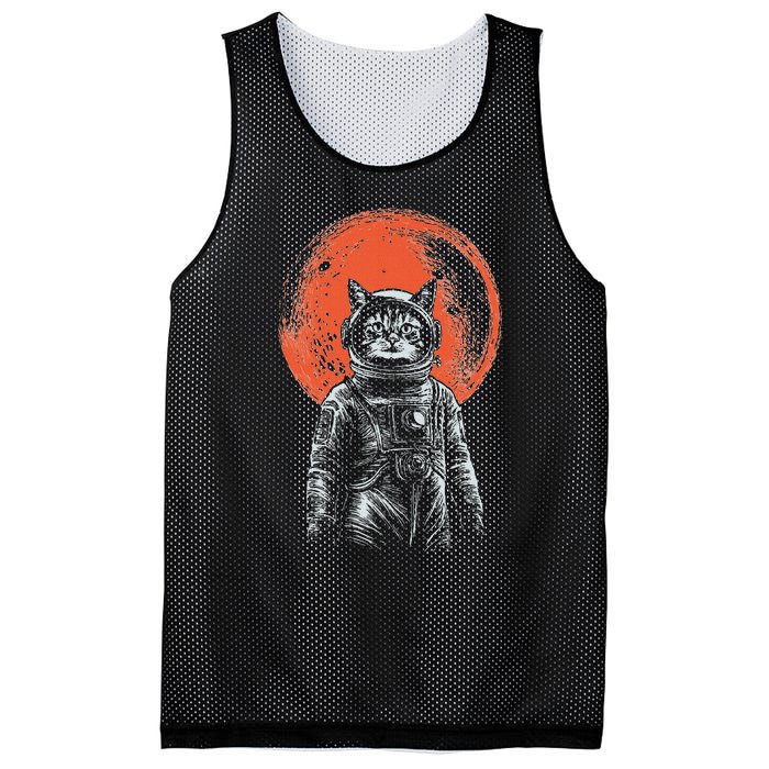 Space Cat Astronaut Cat Good Luck Cat Vintage Mesh Reversible Basketball Jersey Tank