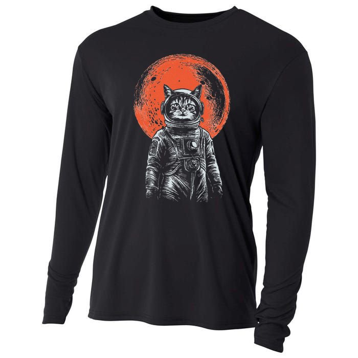 Space Cat Astronaut Cat Good Luck Cat Vintage Cooling Performance Long Sleeve Crew