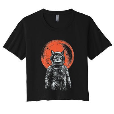 Space Cat Astronaut Cat Good Luck Cat Vintage Crop Top