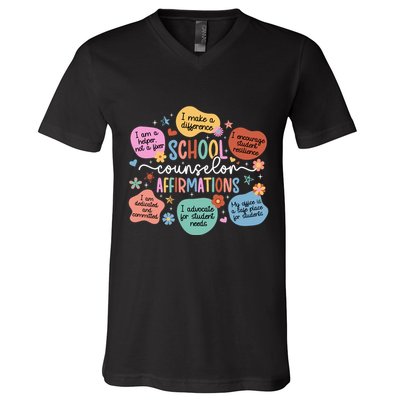 School Counselor Affirmations School Counseling V-Neck T-Shirt