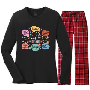 School Counselor Affirmations School Counseling Women's Long Sleeve Flannel Pajama Set 