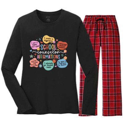 School Counselor Affirmations School Counseling Women's Long Sleeve Flannel Pajama Set 