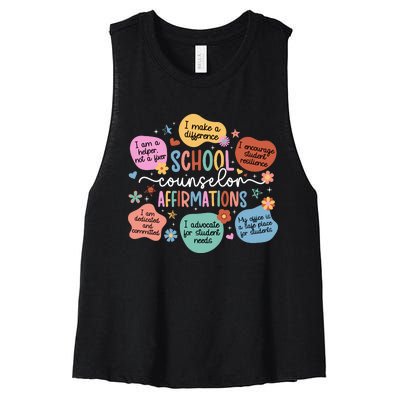 School Counselor Affirmations School Counseling Women's Racerback Cropped Tank