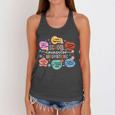 School Counselor Affirmations School Counseling Women's Knotted Racerback Tank