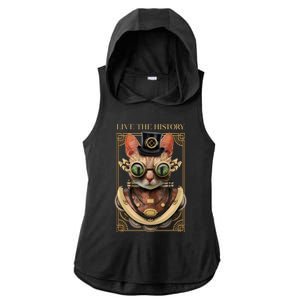 Steampunk Cat Animal Bizarre Ladies PosiCharge Tri-Blend Wicking Draft Hoodie Tank