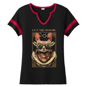 Steampunk Cat Animal Bizarre Ladies Halftime Notch Neck Tee