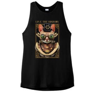 Steampunk Cat Animal Bizarre Ladies PosiCharge Tri-Blend Wicking Tank