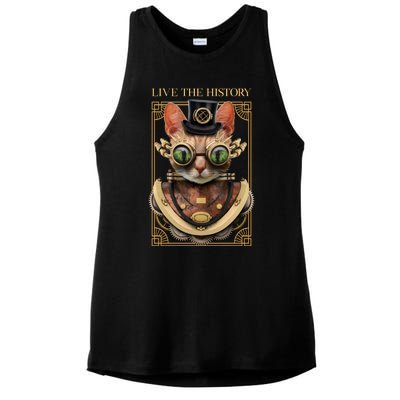 Steampunk Cat Animal Bizarre Ladies PosiCharge Tri-Blend Wicking Tank