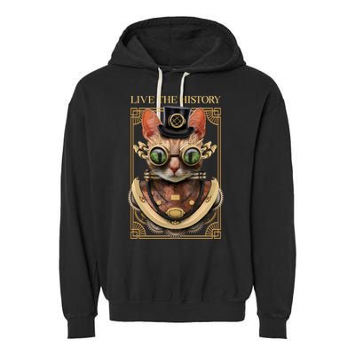 Steampunk Cat Animal Bizarre Garment-Dyed Fleece Hoodie