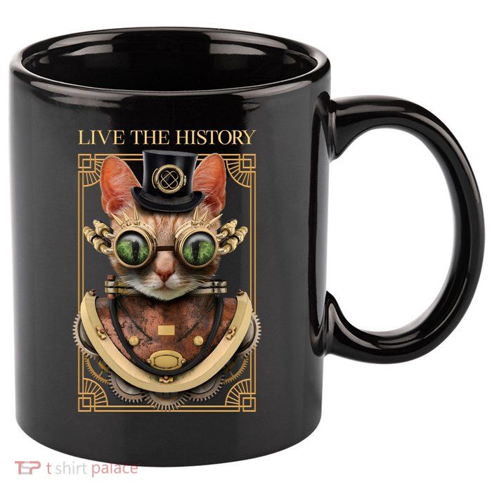 Steampunk Cat Animal Bizarre 11oz C Handle Ceramic Mug
