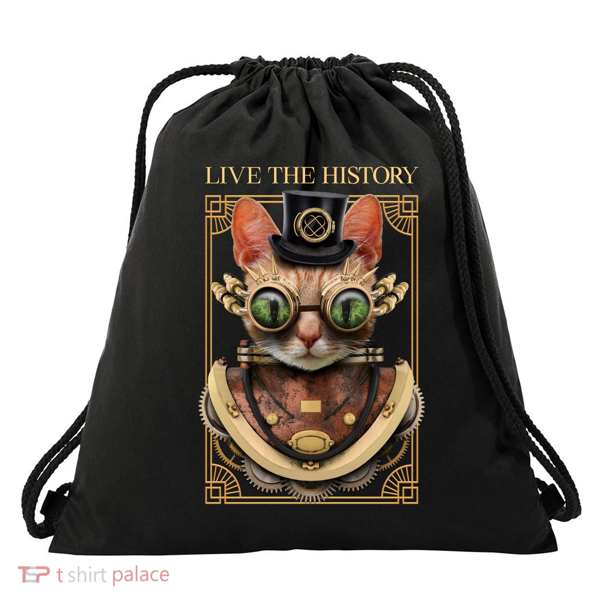 Steampunk Cat Animal Bizarre Drawstring Bag