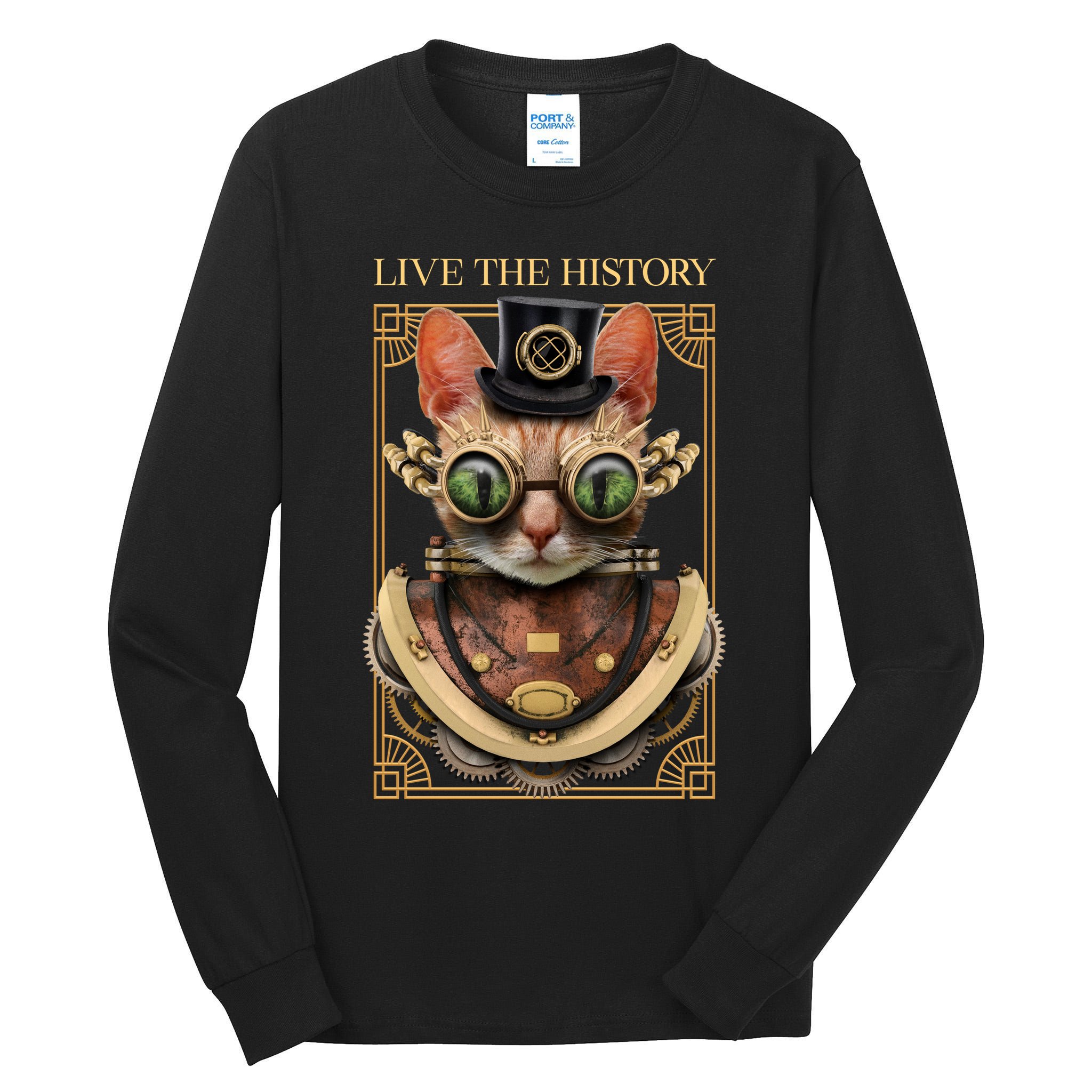 Steampunk Cat Animal Bizarre Tall Long Sleeve T-Shirt